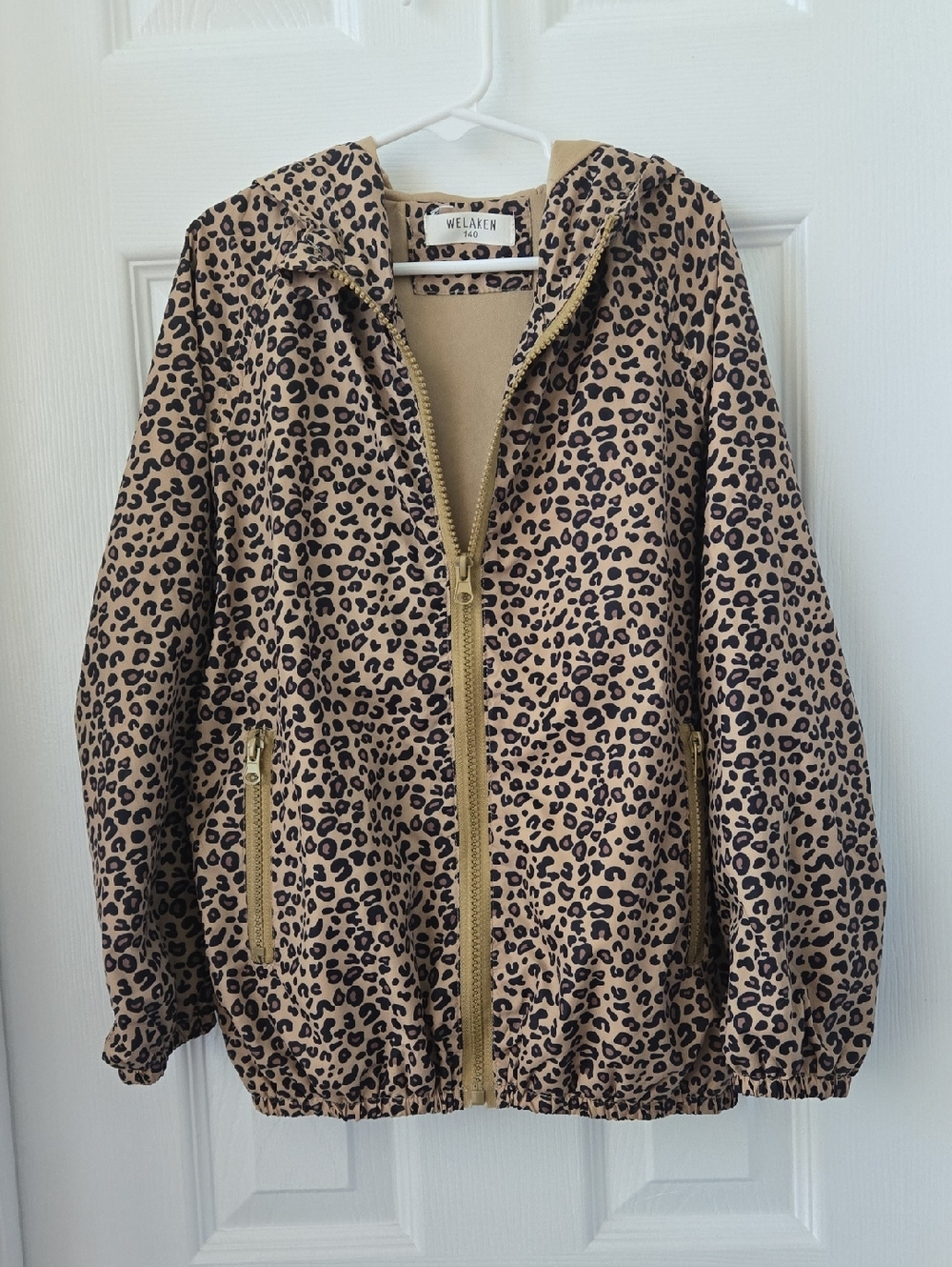 Amazon Kids Leopard Print Raincoat in Tan and Black